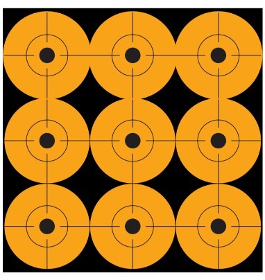 PROSHOT ORANGE PEEL AND STICK 2IN TARGET DOTS - 9 DOTS PER SHEET - 12 SHEETS 2RDOT-108 - Taurus Savings